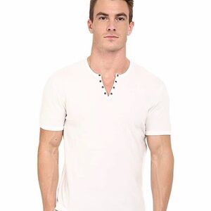 John Varvatos Eyelet and Men's White V-Neck Shirt size XL